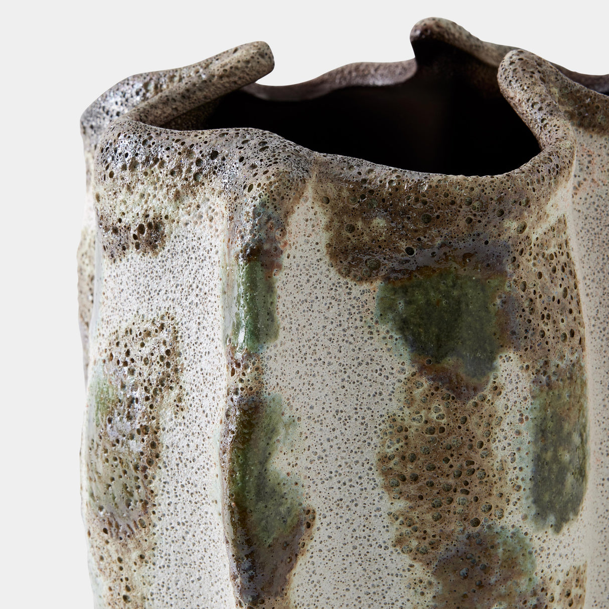 Surya GV Pinched Ceramic Pinched Vase-Green 15"H x 11"W x 11"D Vase
