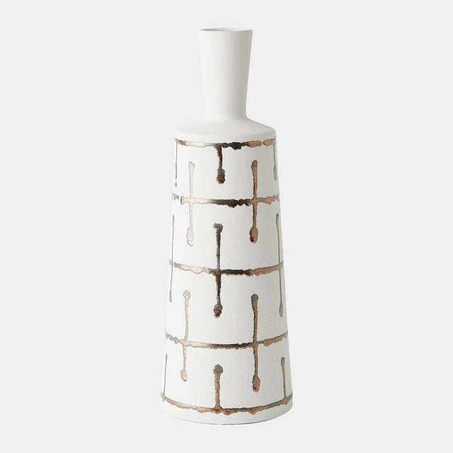 Surya GV Labirinto Labirinto Golden Stripe White Vase 18"H x 6"W x 6"D Vase
