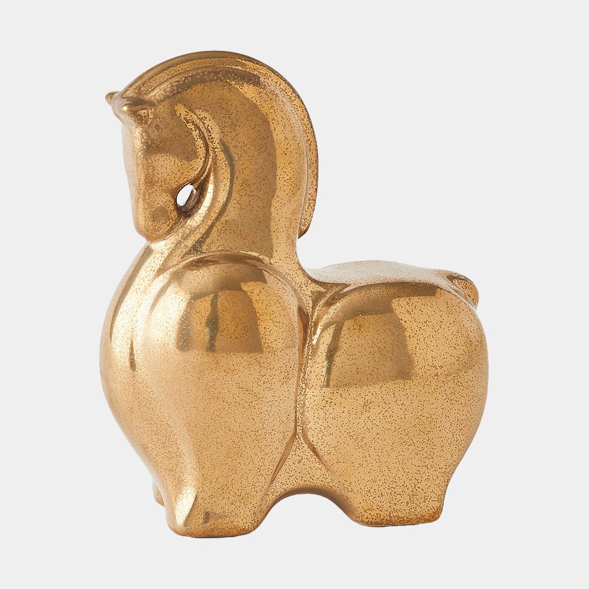 Surya GV Greek Fat Greek Fat Horse-Head Down-Reactive Gold 10"H x 4"W x 8"D Decorative Sculpture