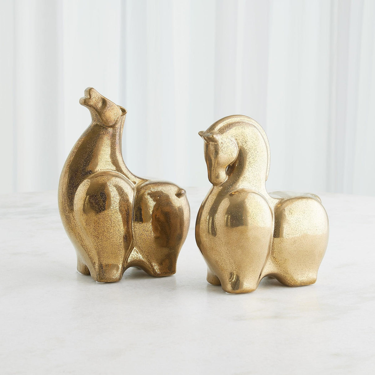 Surya GV Greek Fat Greek Fat Horse-Head Up-Reactive Gold 11"H x 4"W x 8"D Decorative Sculpture