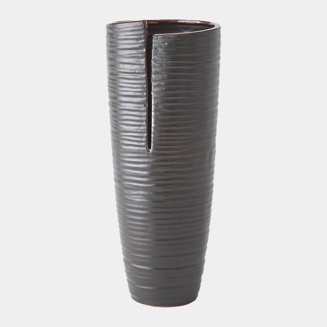 Surya GV Split Split Vase-Metallic Black 17"H x 6"W x 6"D Vase
