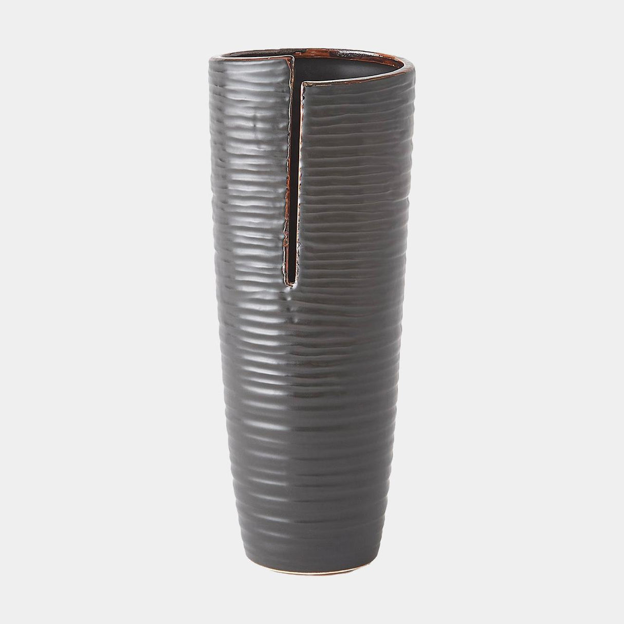 Surya GV Split Split Vase-Metallic Black 13"H x 5"W x 5"D Vase