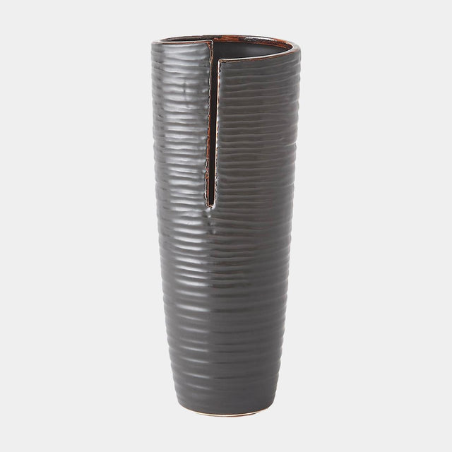Surya GV Split Split Vase-Metallic Black 13"H x 5"W x 5"D Vase