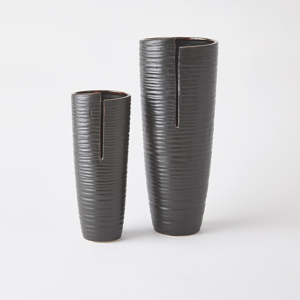 Surya GV Split Split Vase-Metallic Black 13"H x 5"W x 5"D Vase