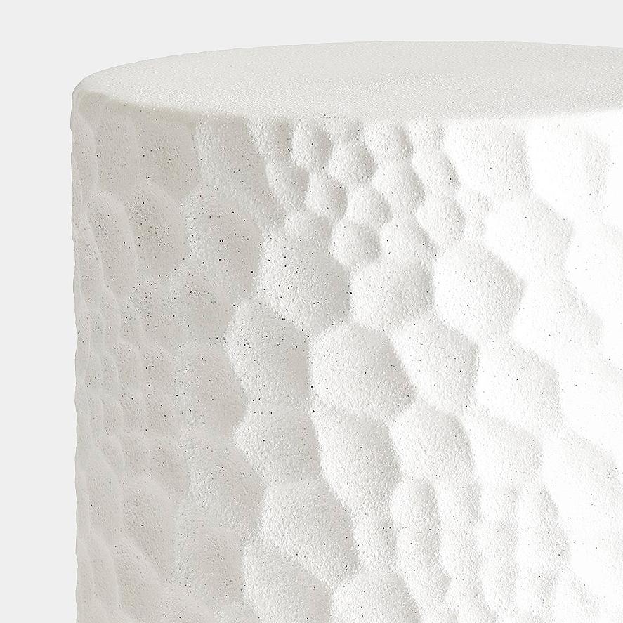 Surya GV Brorie Brorie Chiseled Garden Stool-White 20"H x 15"W x 15"D Garden Stool