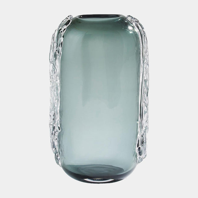 Surya GV Side Squiggle Side Squiggle Vase-Gray 12"H x 5"W x 8"D Vase