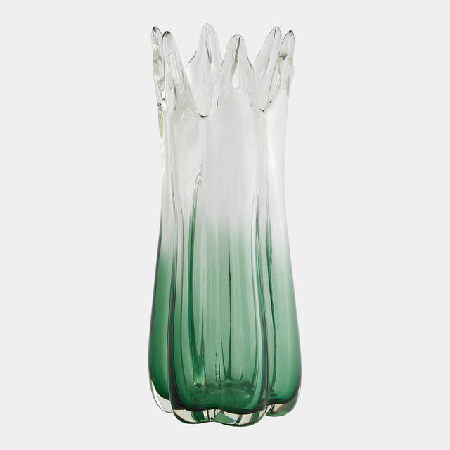 Surya GV Rebound Rebound Six Point Glass Vase-Green Gray 14"H x 5"W x 5"D Vase