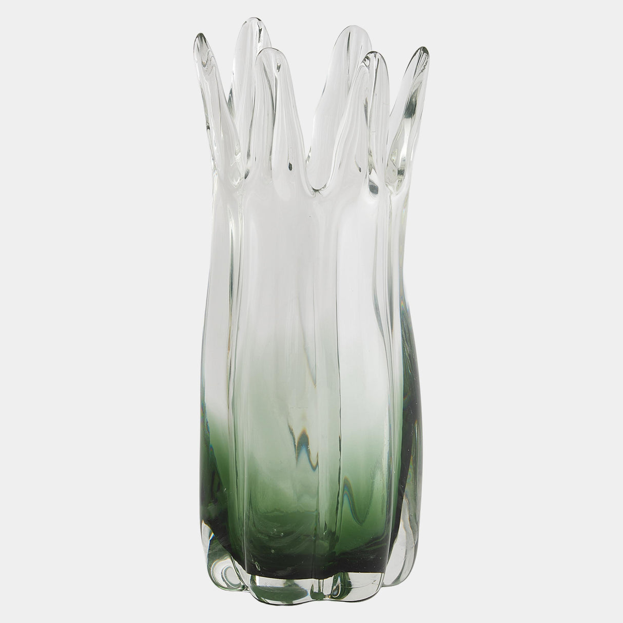 Surya GV Rebound Rebound Six Point Glass Vase-Green Gray 12"H x 5"W x 5"D Vase