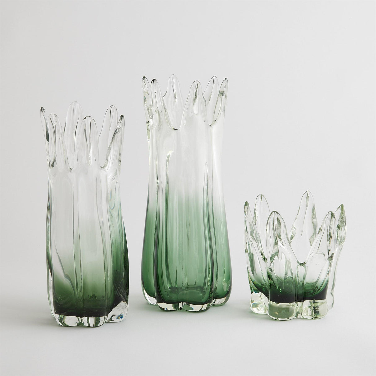 Surya GV Rebound Rebound Six Point Glass Vase-Green Gray 7"H x 6"W x 6"D Vase