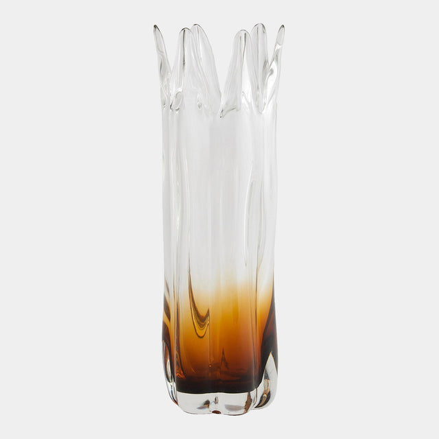 Surya GV Rebound Rebound Six Point Glass Vase-Amber 14"H x 5"W x 5"D Vase