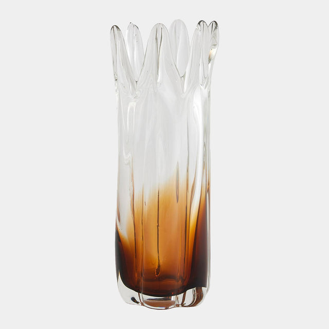 Surya GV Rebound Rebound Six Point Glass Vase-Amber 12"H x 5"W x 5"D Vase