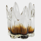 Surya GV Rebound Rebound Six Point Glass Vase-Amber 7"H x 6"W x 6"D Vase