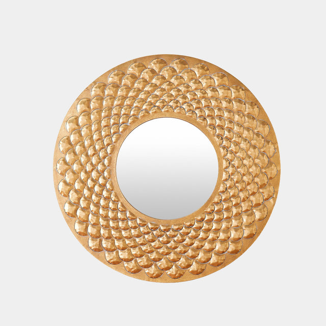 Surya GV Fish Scale Fish Scale Wall Mirror-Gold 32"H x 32"W x 1"D Mirror