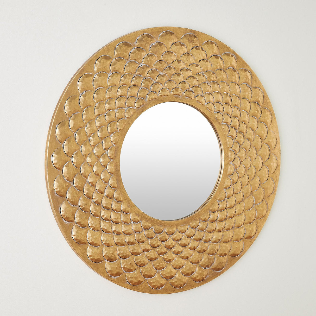 Surya GV Fish Scale Fish Scale Wall Mirror-Gold 32"H x 32"W x 1"D Mirror