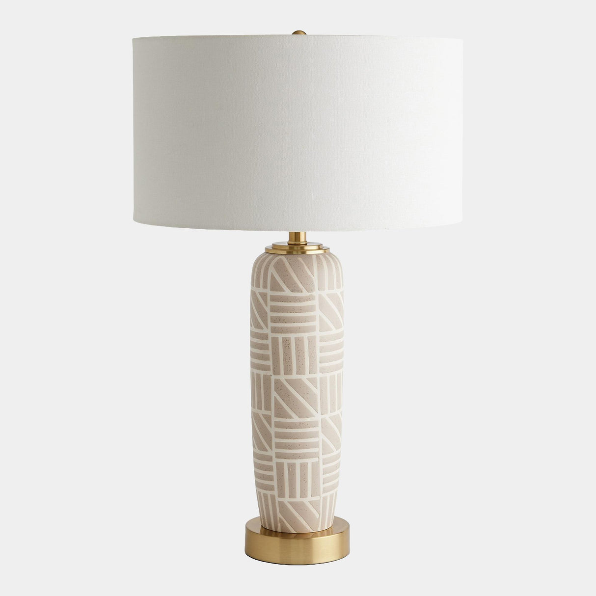 Surya GV Square and Lines Square and Lines Table Lamp-Beige 29"H x 18"W x 18"D Table Lighting