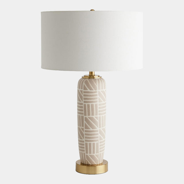 Surya GV Square and Lines Square and Lines Table Lamp-Beige 29"H x 18"W x 18"D Table Lighting