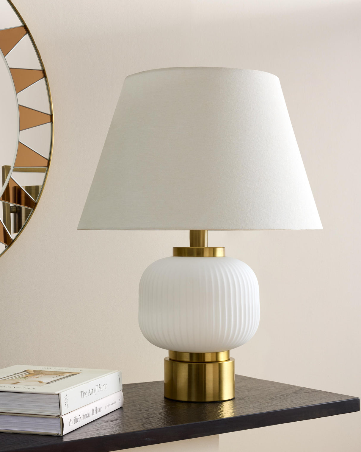 Surya GV Global Global Table Lamp-White/Brass 26"H x 20"W x 20"D Table Lighting