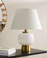 Surya GV Global Global Table Lamp-White/Brass 26"H x 20"W x 20"D Table Lighting