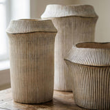 Surya GV Frollo Frollo Ribbed Cement Vase 13"H x 9"W x 9"D Vase