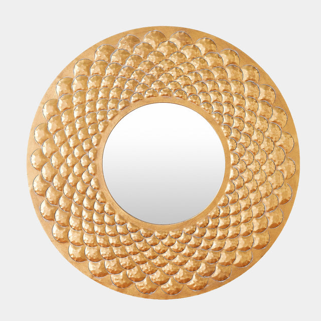 Surya GV Fish Scale Fish Scale Wall Mirror-Gold 40"H x 40"W x 1"D Mirror