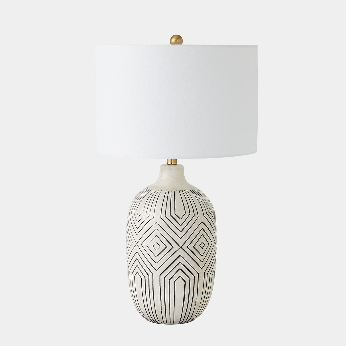 Surya GV Labyrinth Labyrinth Table Lamp-Antique Cream/Black 29"H x 16"W x 16"D Table Lighting
