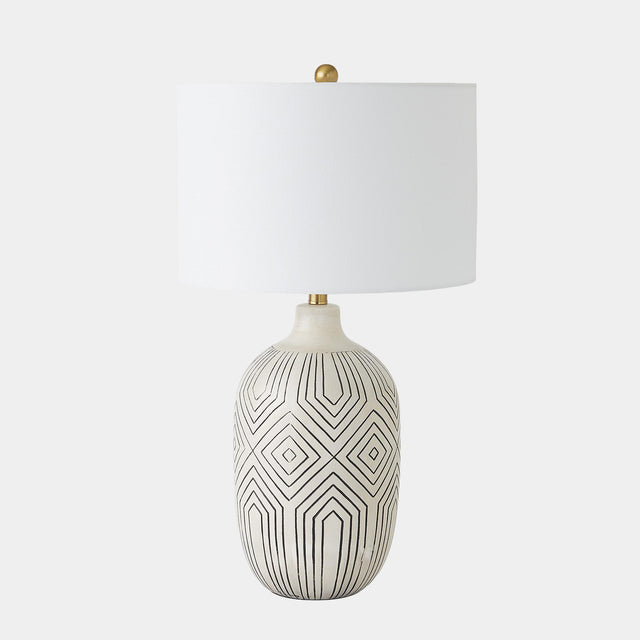 Surya GV Labyrinth Labyrinth Table Lamp-Antique Cream/Black 29"H x 16"W x 16"D Table Lighting