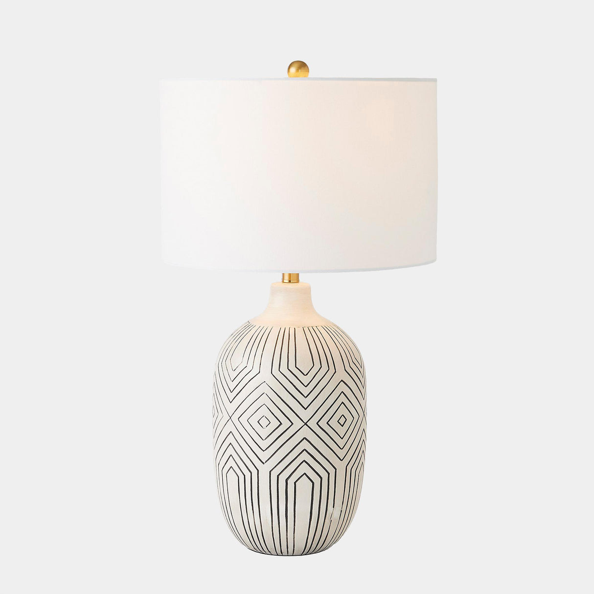 Surya GV Labyrinth Labyrinth Table Lamp-Antique Cream/Black 29"H x 16"W x 16"D Table Lighting