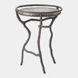Surya GV Callan Callan Freeform Table-Bronze/Silver Travertine 22"H x 17"W x 17"D Accent Table