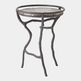 Surya GV Callan Callan Freeform Table-Bronze/Silver Travertine 22"H x 17"W x 17"D Accent Table