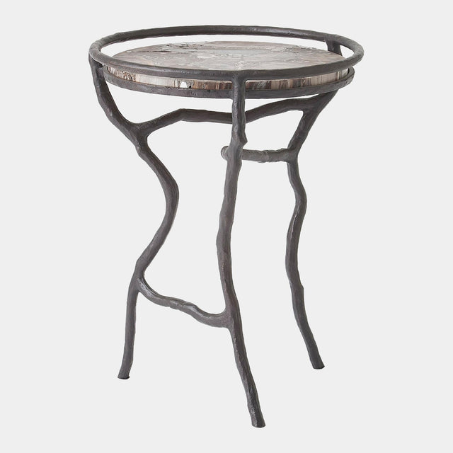 Surya GV Callan Callan Freeform Table-Bronze/Silver Travertine 22"H x 17"W x 17"D Accent Table