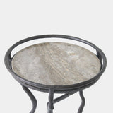 Surya GV Callan Callan Freeform Table-Bronze/Silver Travertine 22"H x 17"W x 17"D Accent Table