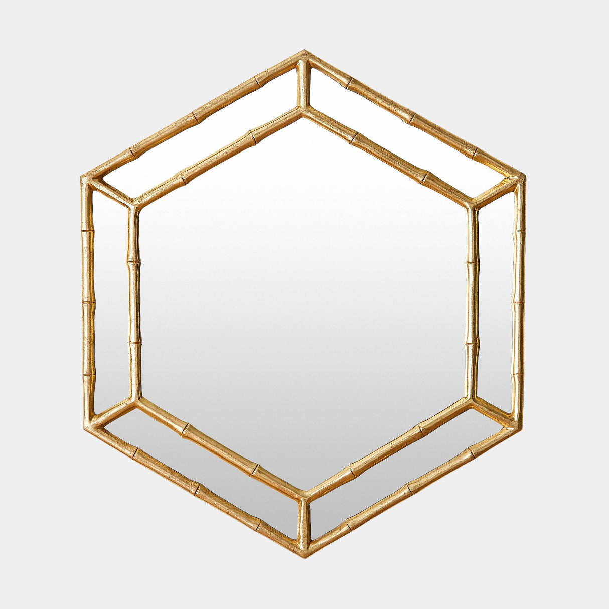 Surya GV Sara Sara Bamboo Hexagon Mirror-Gold Leaf 35"H x 31"W x 1"D Mirror