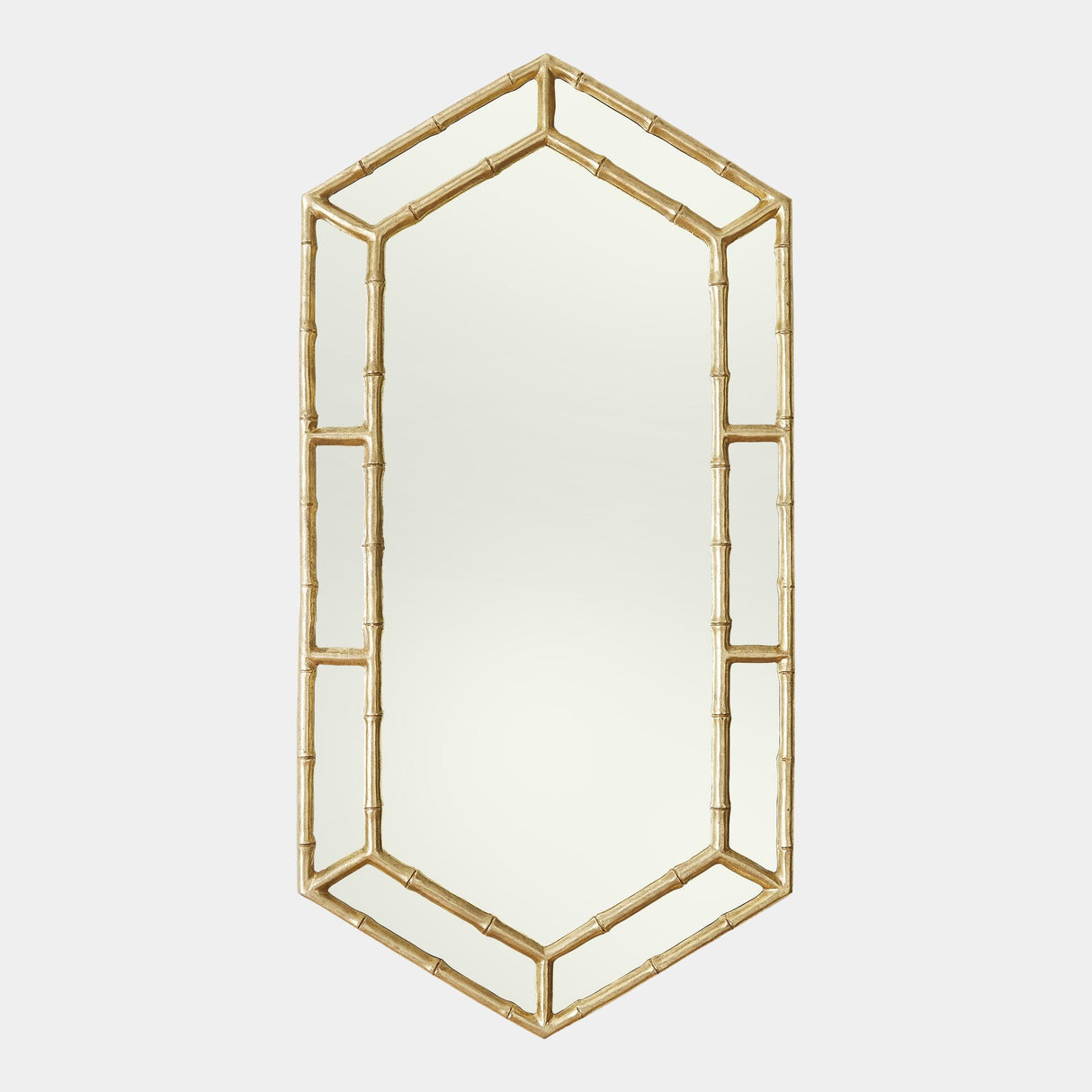 Surya GV Sara Sara Bamboo Hexagon Mirror-Gold Leaf 48"H x 24"W x 1"D Mirror