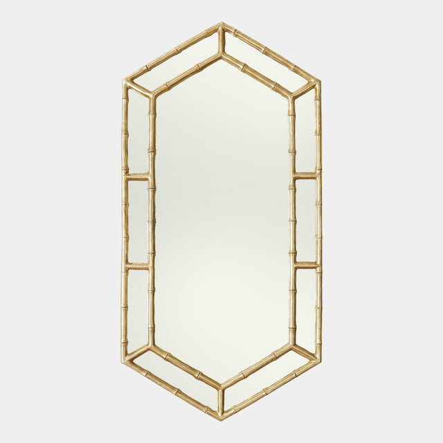 Surya GV Sara Sara Bamboo Hexagon Mirror-Gold Leaf 48"H x 24"W x 1"D Mirror