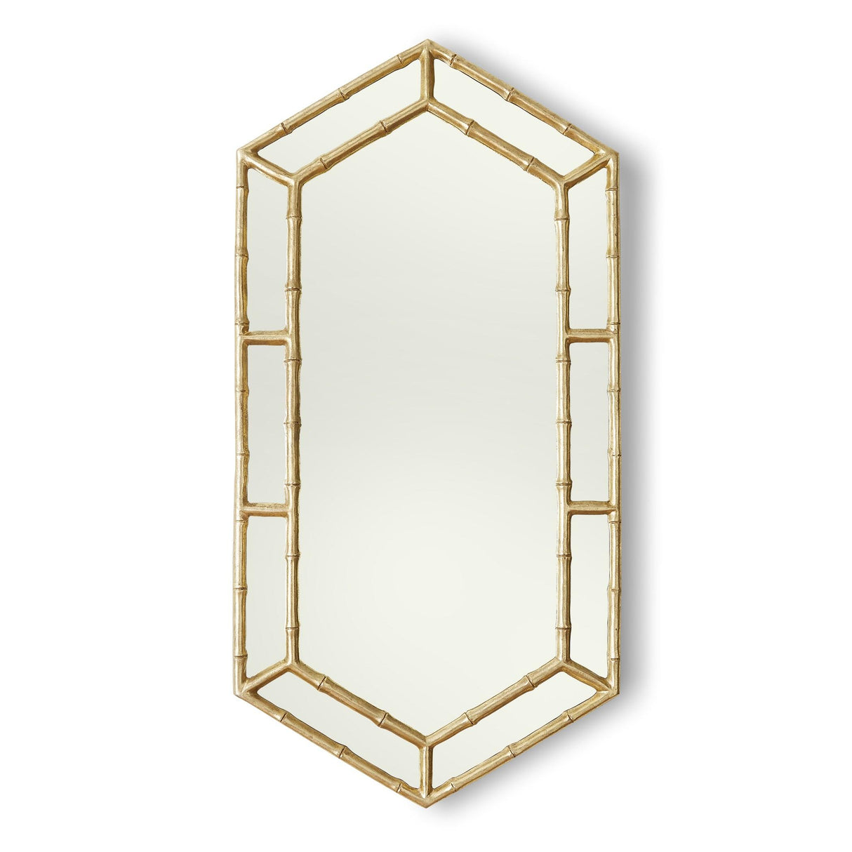 Surya GV Sara Sara Bamboo Hexagon Mirror-Gold Leaf 48"H x 24"W x 1"D Mirror