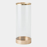 Surya GV Banded Banded Hurricane-Antique Brass 21"H x 9"W x 9"D Candleholder/Candle