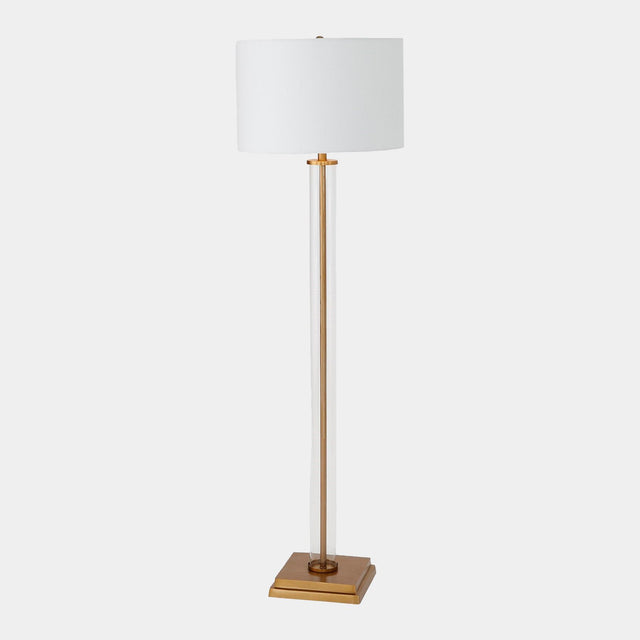 Surya GV Franklin Franklin Glass Tube Floor Lamp-Antique Brass 64"H x 18"W x 18"D Floor Lighting