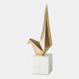 Surya GV Origami Sitting Origami Bird-Gold 16"H x 4"W x 6"D Decorative Sculpture