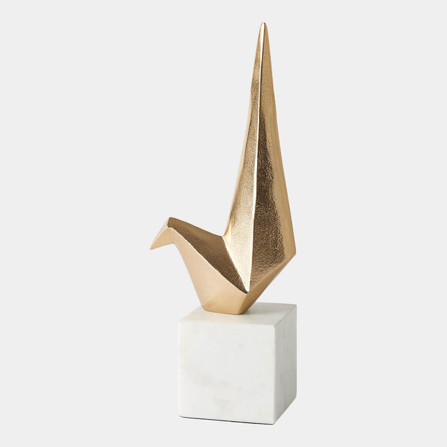 Surya GV Origami Sitting Origami Bird-Gold 16"H x 4"W x 6"D Decorative Sculpture