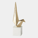 Surya GV Origami Sitting Origami Bird-Gold 16"H x 4"W x 6"D Decorative Sculpture