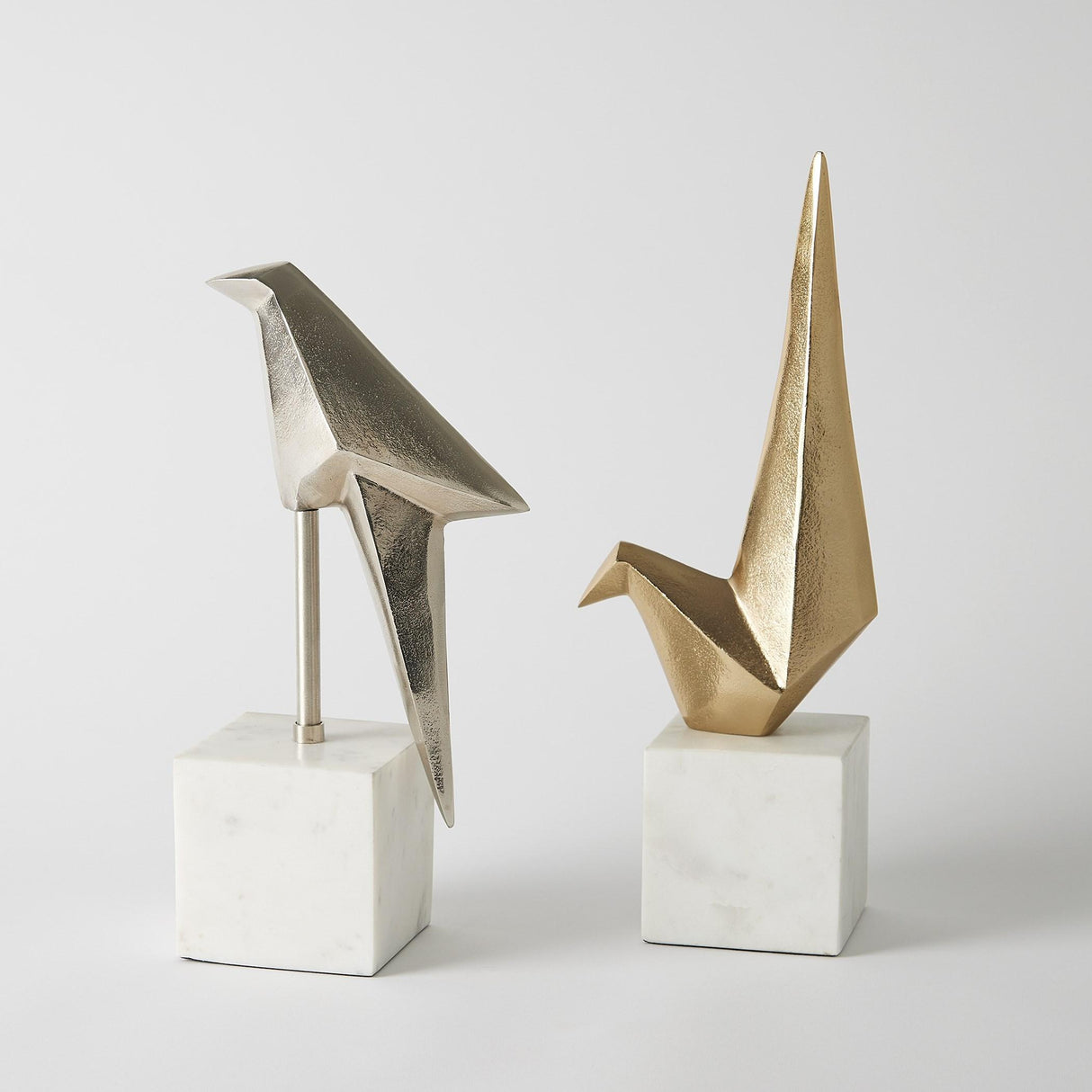 Surya GV Origami Perched Origami Bird-Nickel 13"H x 4"W x 7"D Decorative Sculpture