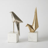 Surya GV Origami Perched Origami Bird-Nickel 13"H x 4"W x 7"D Decorative Sculpture