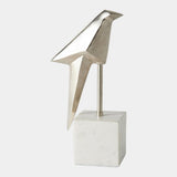 Surya GV Origami Perched Origami Bird-Nickel 13"H x 4"W x 7"D Decorative Sculpture