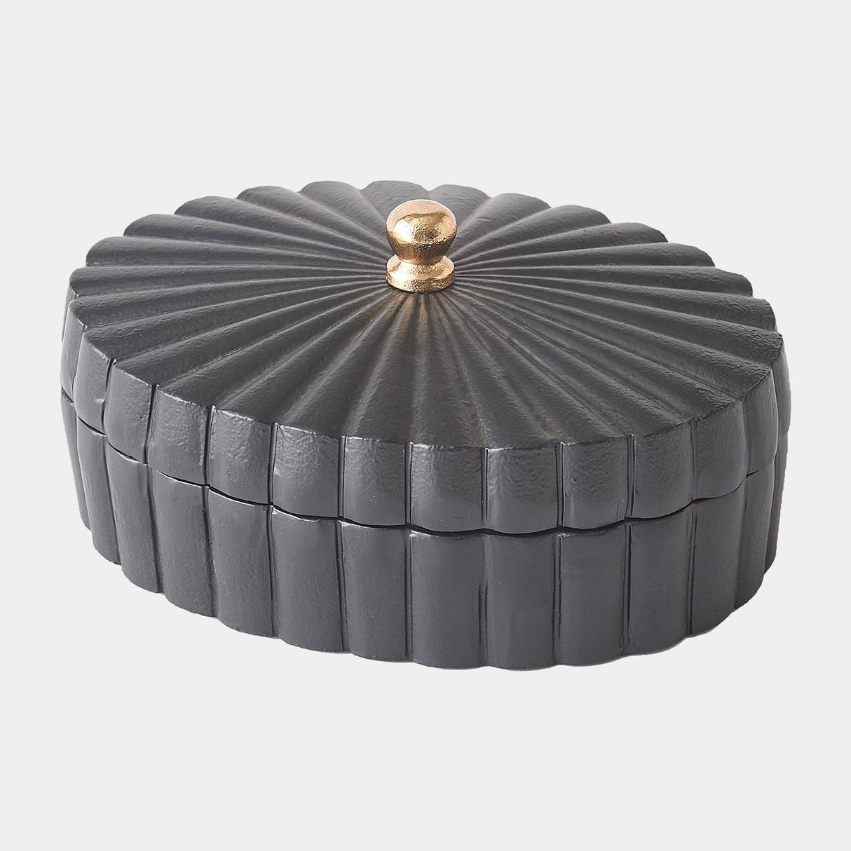 Surya GV Milena Milena Oval Box-Black w/Gold Knob 4"H x 7"W x 9"D Box