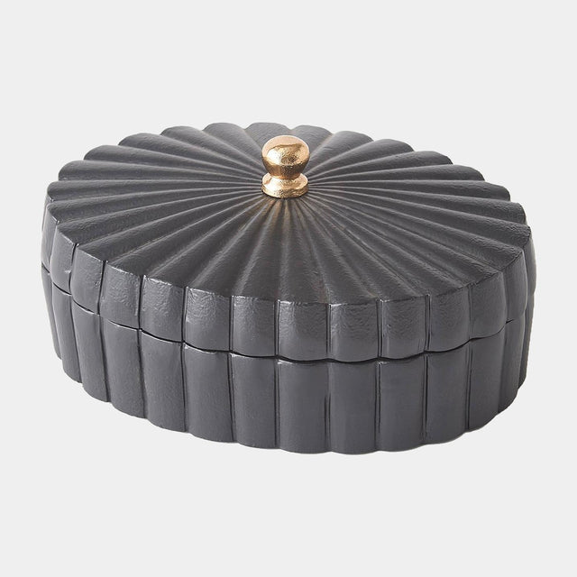 Surya GV Milena Milena Oval Box-Black w/Gold Knob 4"H x 7"W x 9"D Box