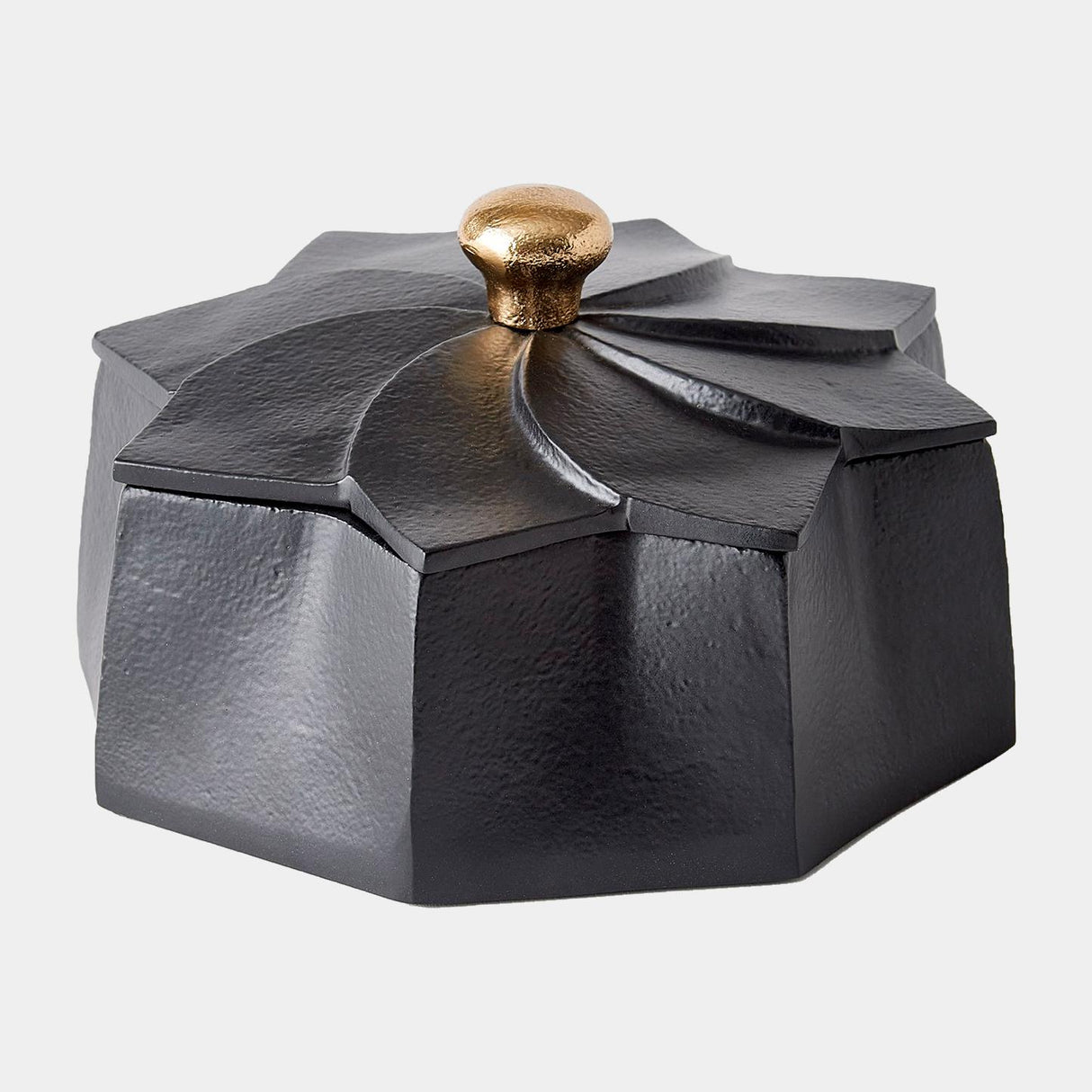 Surya GV Milena Milena Flower Box-Black w/Gold Knob 5"H x 9"W x 9"D Box