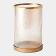 Surya GV Tredough Tredough Luster Ribbed Hurricane-Antique Brass 13"H x 9"W x 9"D Candleholder/Candle