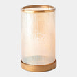 Surya GV Tredough Tredough Luster Ribbed Hurricane-Antique Brass 11"H x 7"W x 7"D Candleholder/Candle