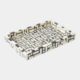 Surya GV Kris Kris Inlaid Tray-Black/Cream 2"H x 12"W x 18"D Decorative Tray
