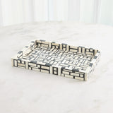 Surya GV Kris Kris Inlaid Tray-Black/Cream 2"H x 12"W x 18"D Decorative Tray